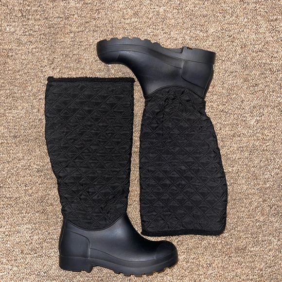 Dirty Laundry Faux Fur Boots Pinnacle Quilted/Black Rubber Tall Snow/Rain Boots. - Picture 3 of 7